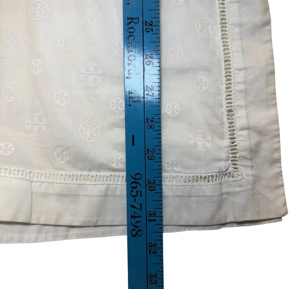 Tory Burch White Logo Print Tunic Quiet Luxury Swim Coverup Dress Elevated Small